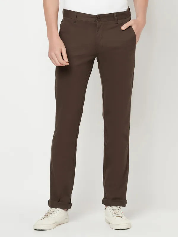 Octave Men Brown Cotton Trousers