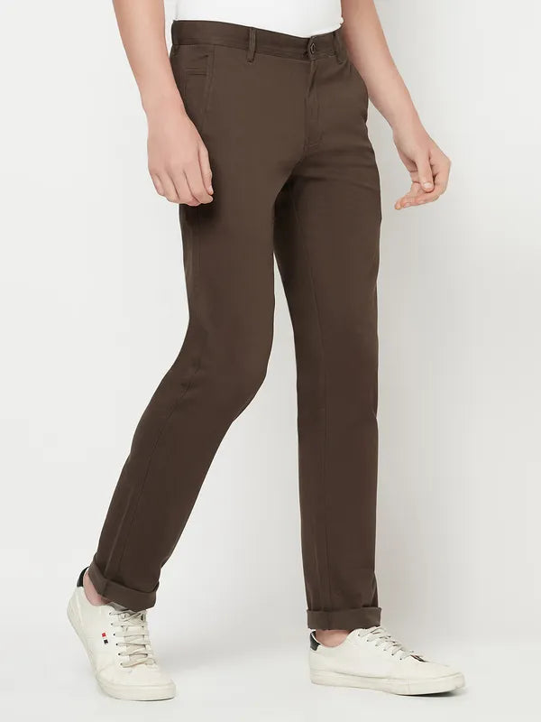 Octave Men Brown Cotton Trousers