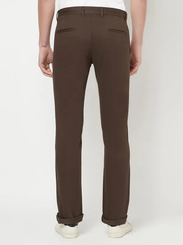 Octave Men Brown Cotton Trousers