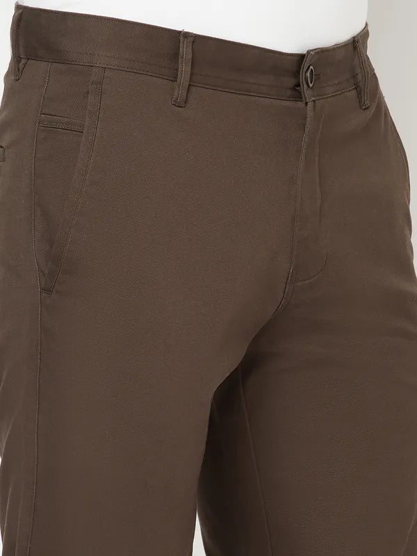 Octave Men Brown Cotton Trousers