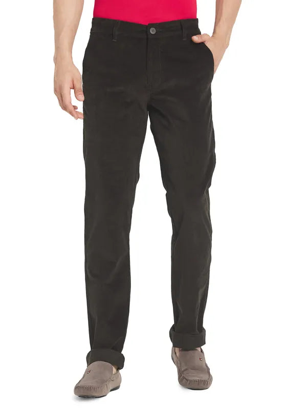 Octave Men Olive Green Cotton Trousers