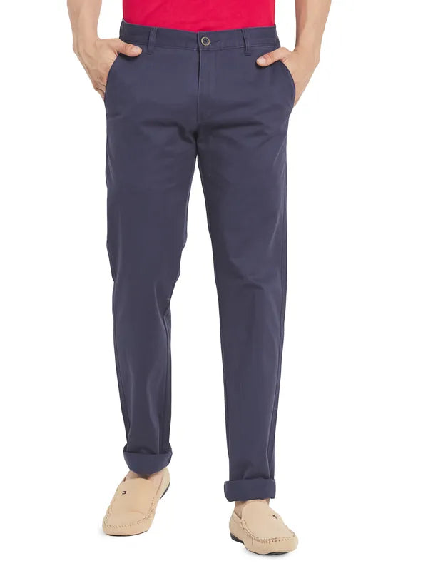 Octave Men Navy Blue Cotton Chinos Trouser