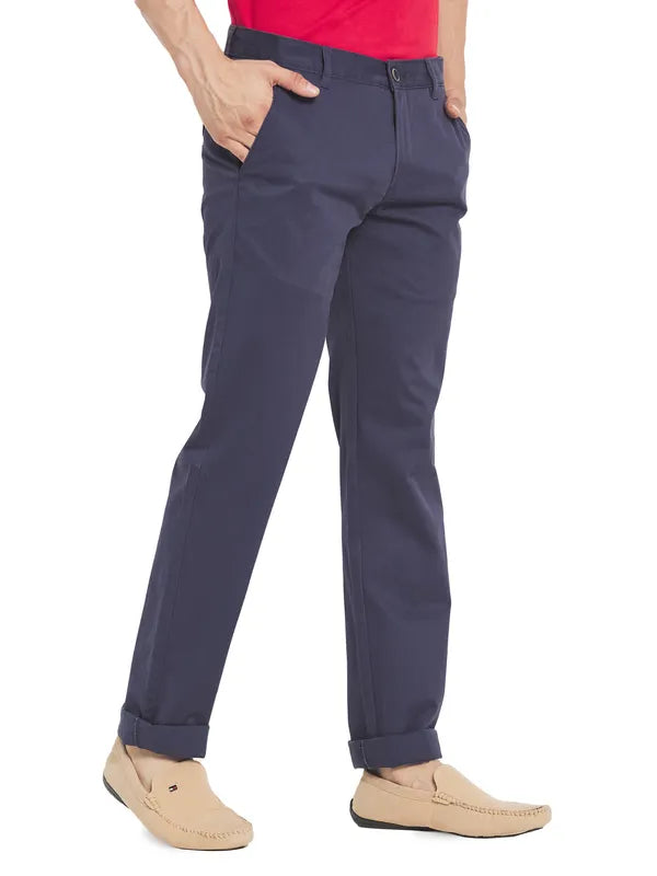 Octave Men Navy Blue Cotton Chinos Trouser