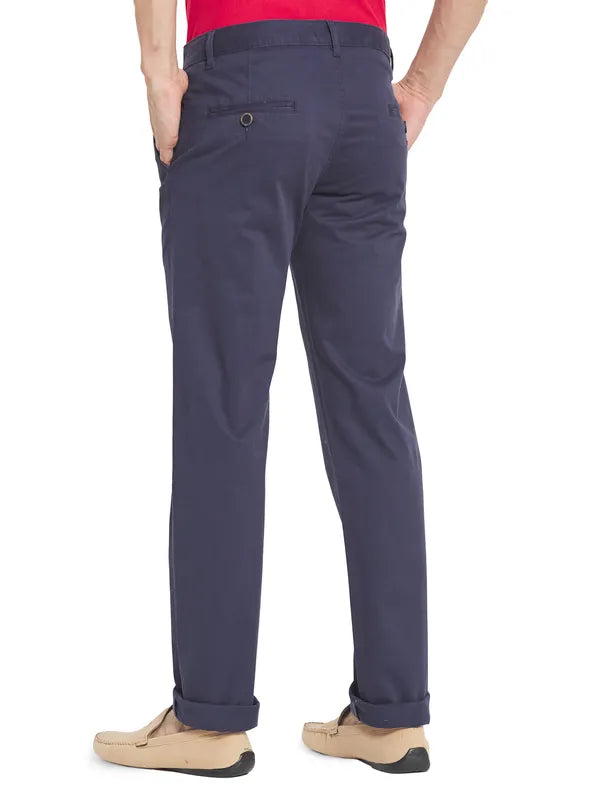 Octave Men Navy Blue Cotton Chinos Trouser