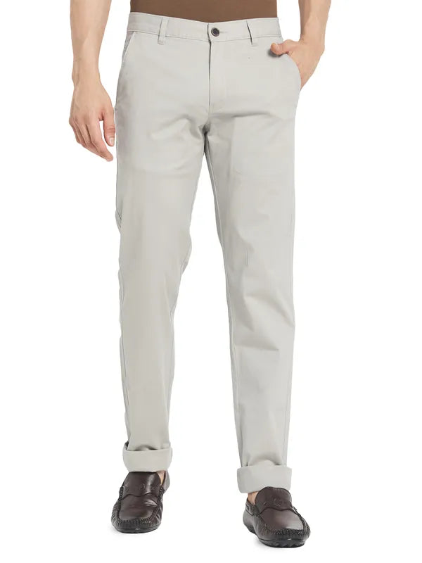 Octave Men Grey Solid Regular Chinos Trouser