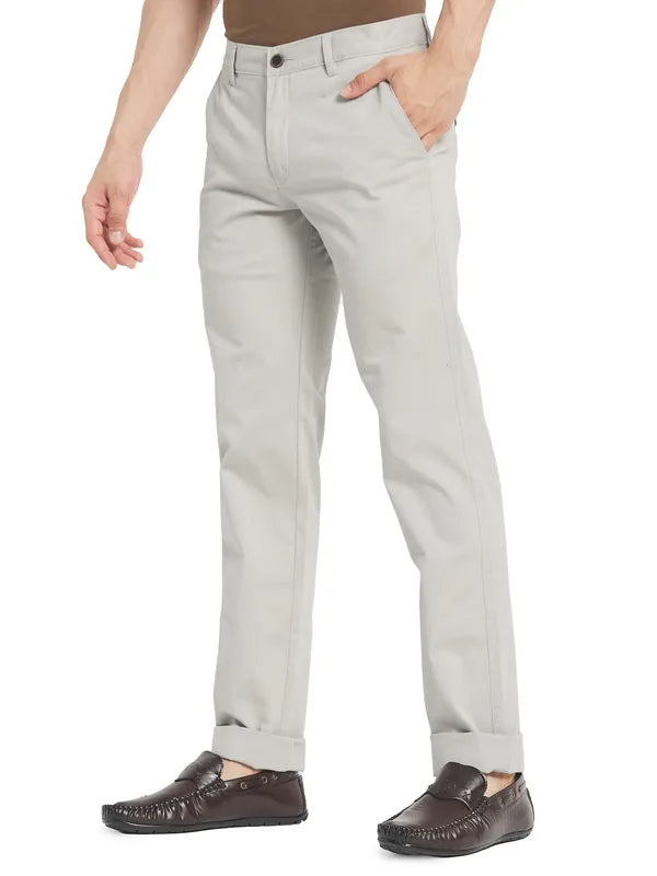 Octave Men Grey Solid Regular Chinos Trouser