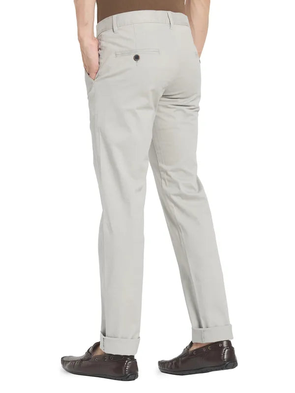 Octave Men Grey Solid Regular Chinos Trouser