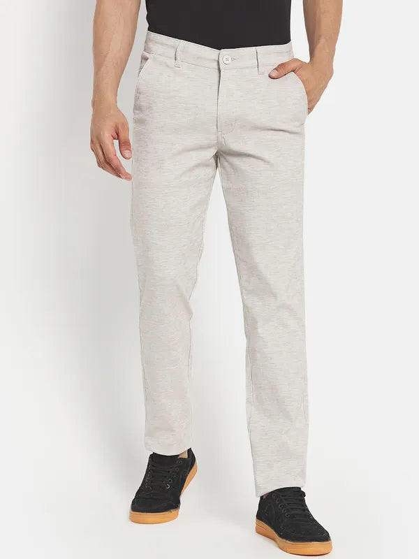 Men Off White Casual Trouser