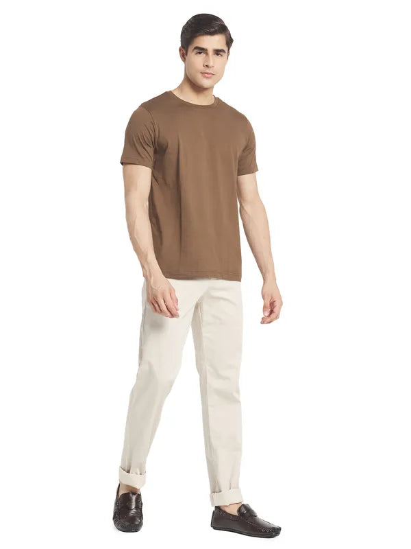 Octave Men Cream-Coloured Cotton Trousers