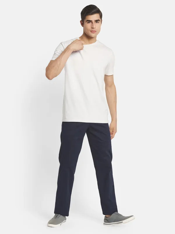 Men Navy Blue Casual Trouser