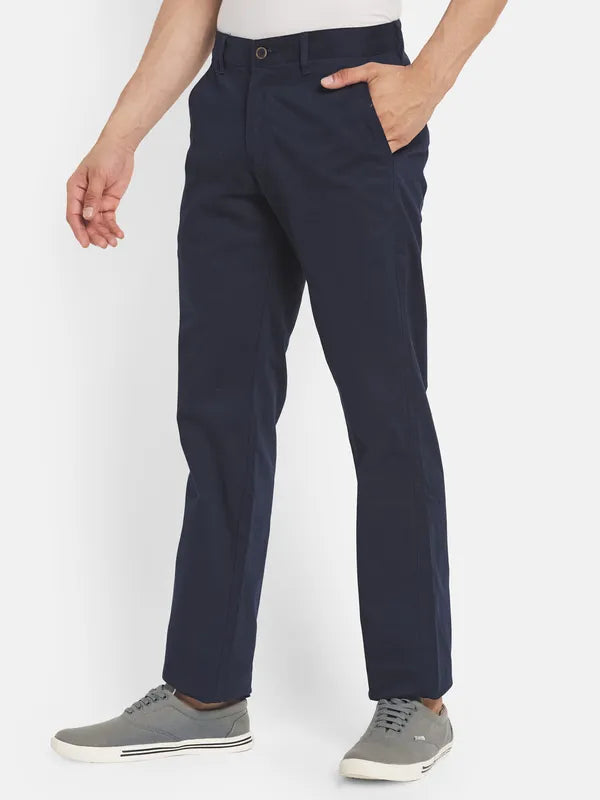 Men Navy Blue Casual Trouser