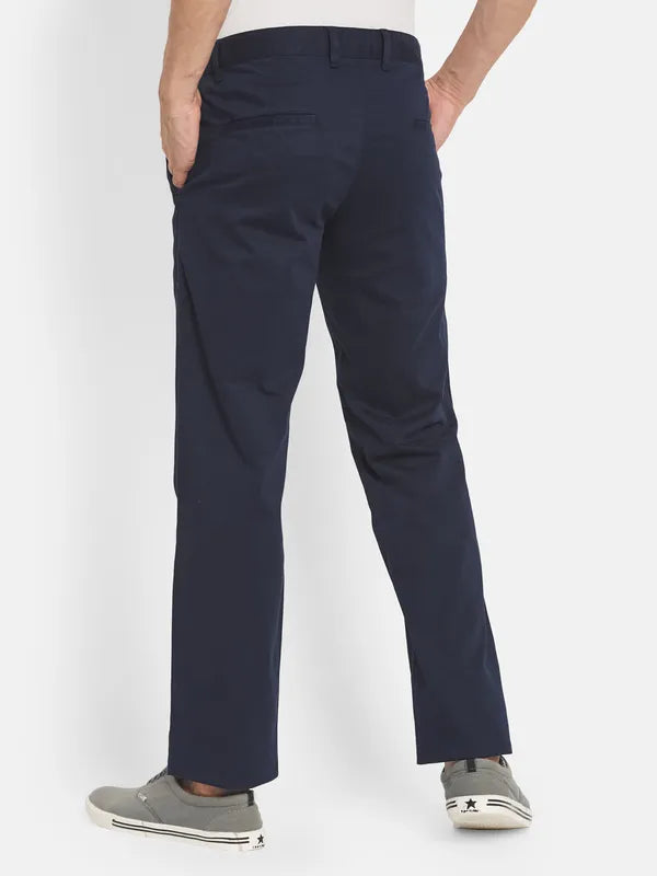 Men Navy Blue Casual Trouser