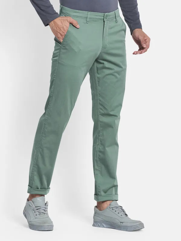 Men Olive Green Chinos Trousers