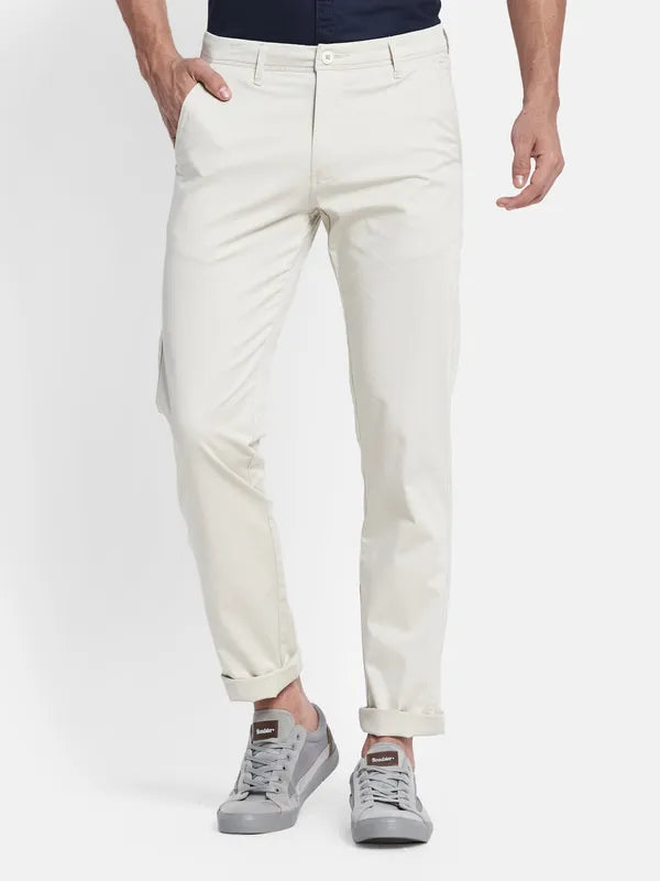 Men Off White Chinos Trousers