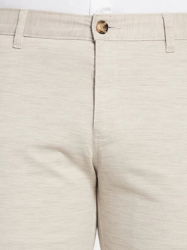 Men Cream-Coloured Casual Trouser