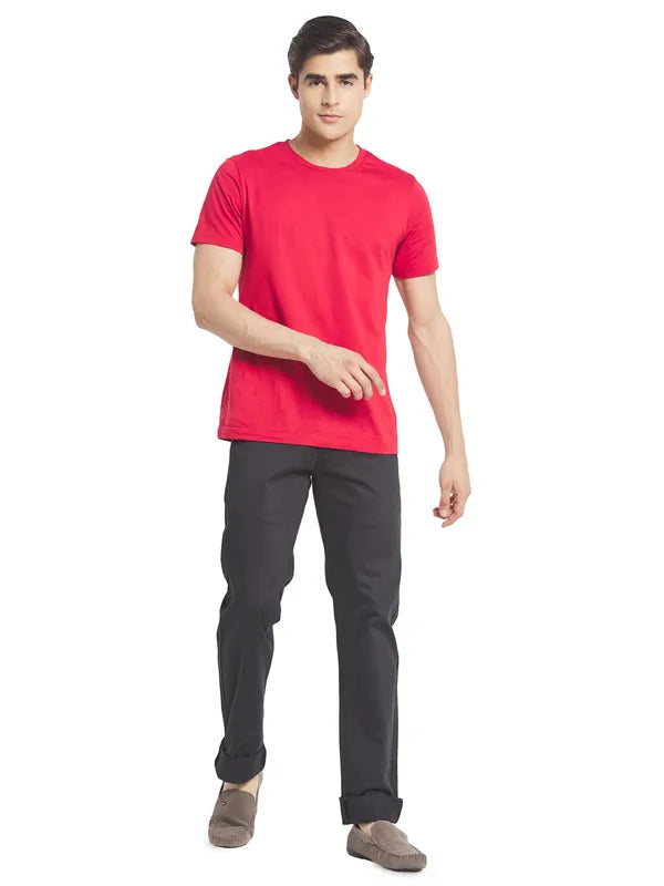 Octave Men Black Solid Cotton Trousers