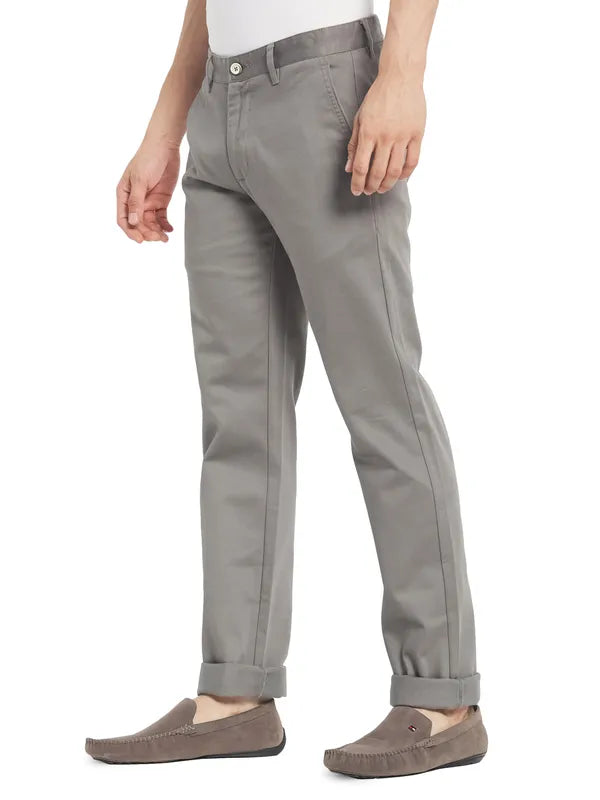 Octave Men Grey Solid Casual Trousers