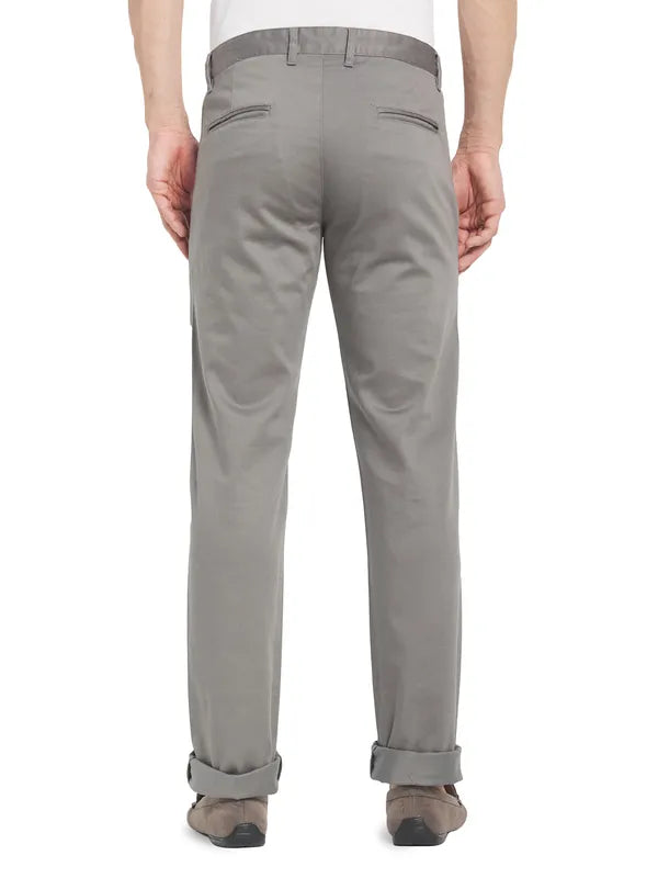 Octave Men Grey Solid Casual Trousers