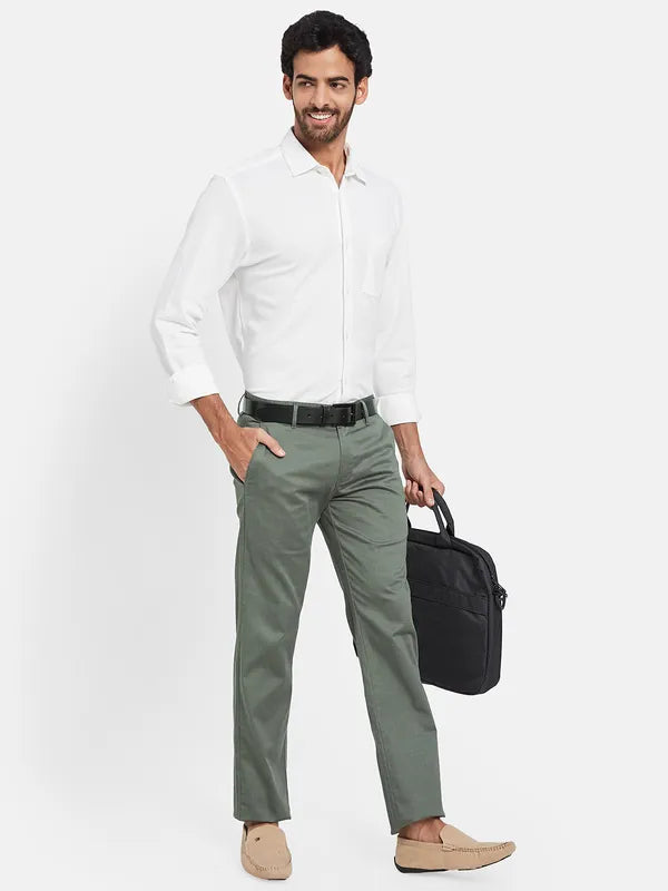 Octave Men Regular Fit Mid Rise Cotton Formal Trousers