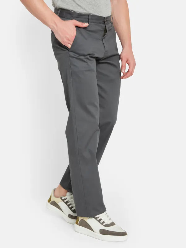 Octave Men Mid Rise Cotton Trousers