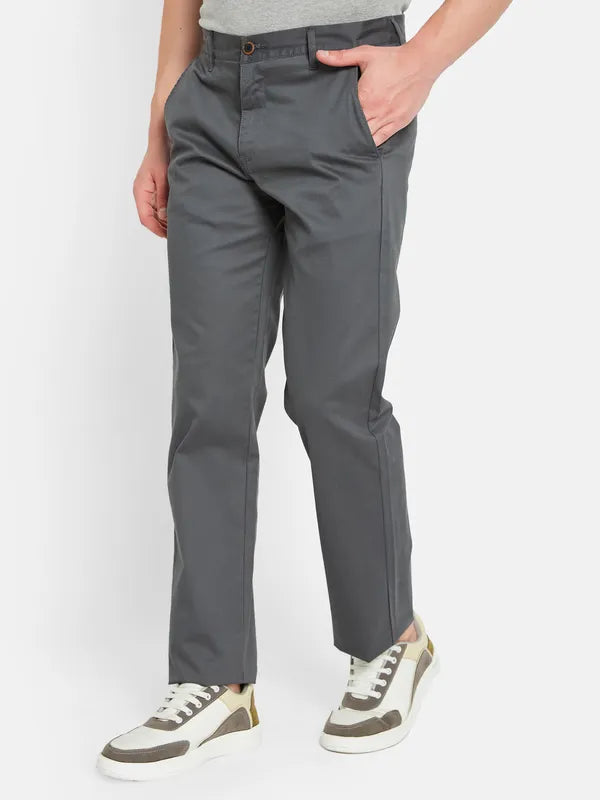 Octave Men Mid Rise Cotton Trousers