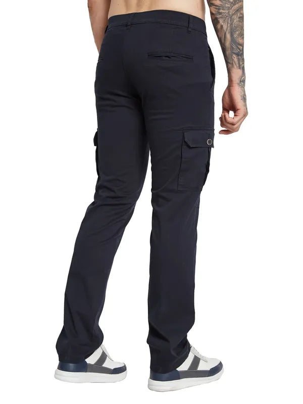 Octave Men Solid Regular Fit Mid-Rise Cargos Trousers