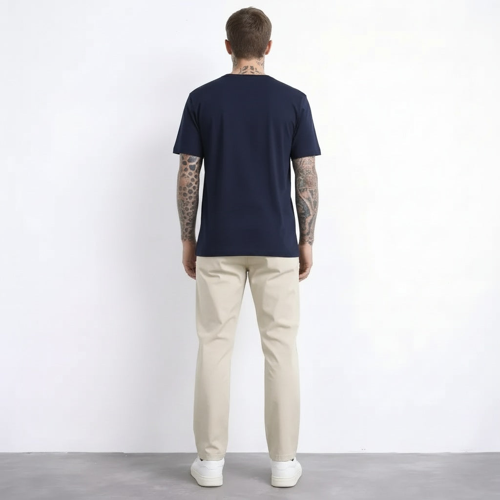 Men Cream Solid Regular Fit Trouser