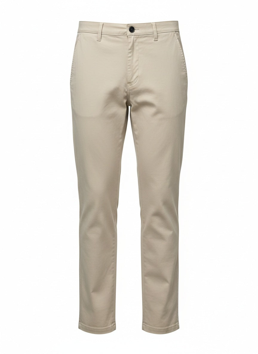 Men Cream Solid Regular Fit Trouser