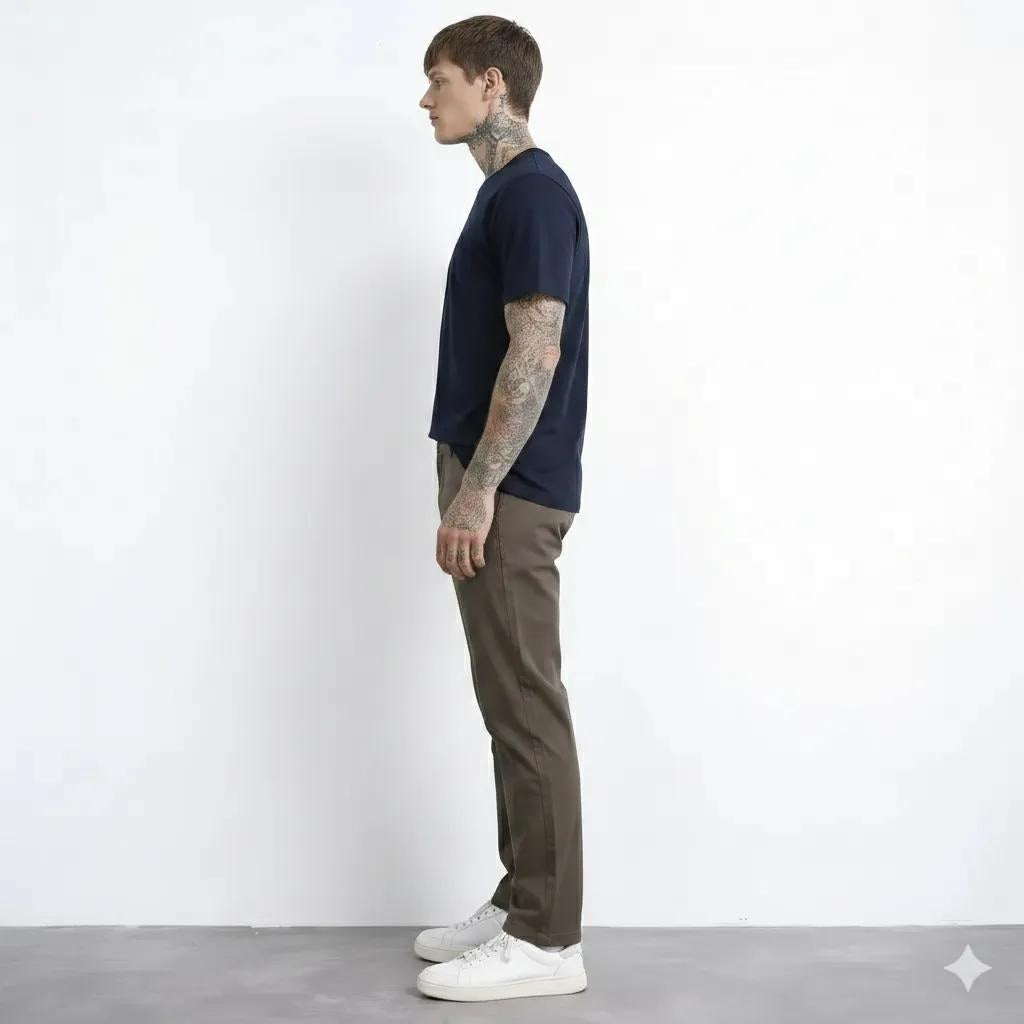 Men Dark Wood Chinos Trousers