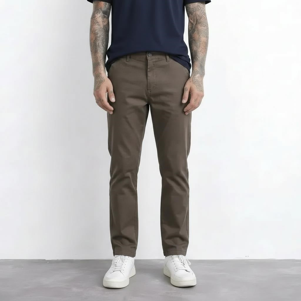 Men Dark Wood Chinos Trousers