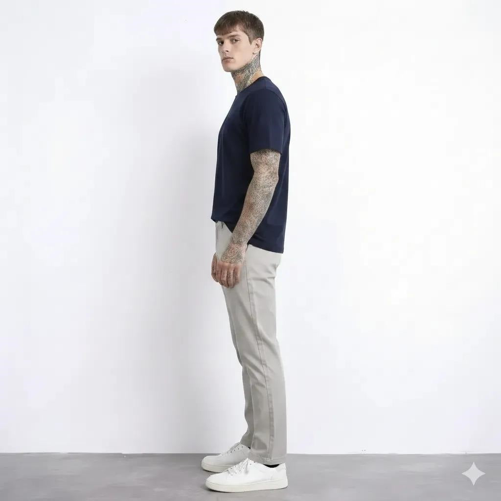 Men Light Grey Chinos Trousers