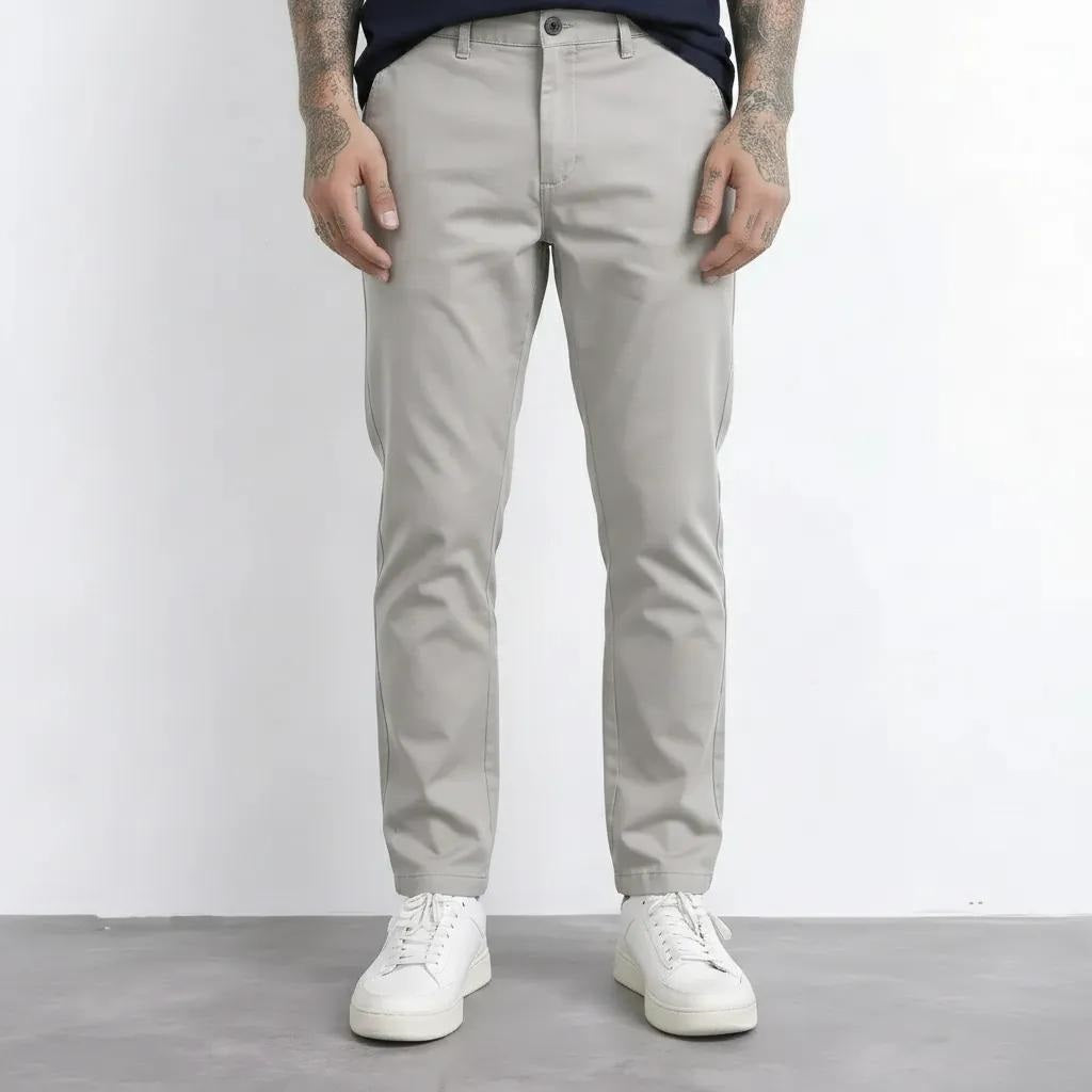 Men Light Grey Chinos Trousers