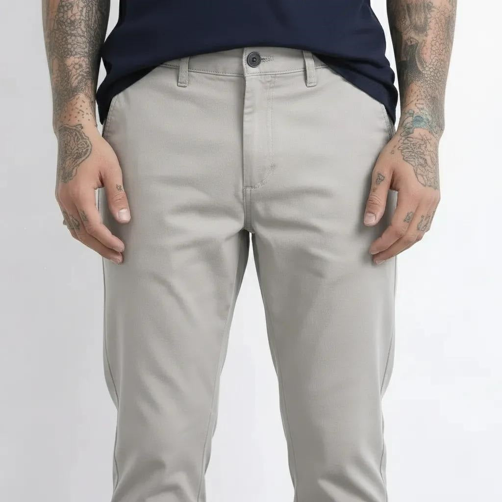 Men Light Grey Chinos Trousers