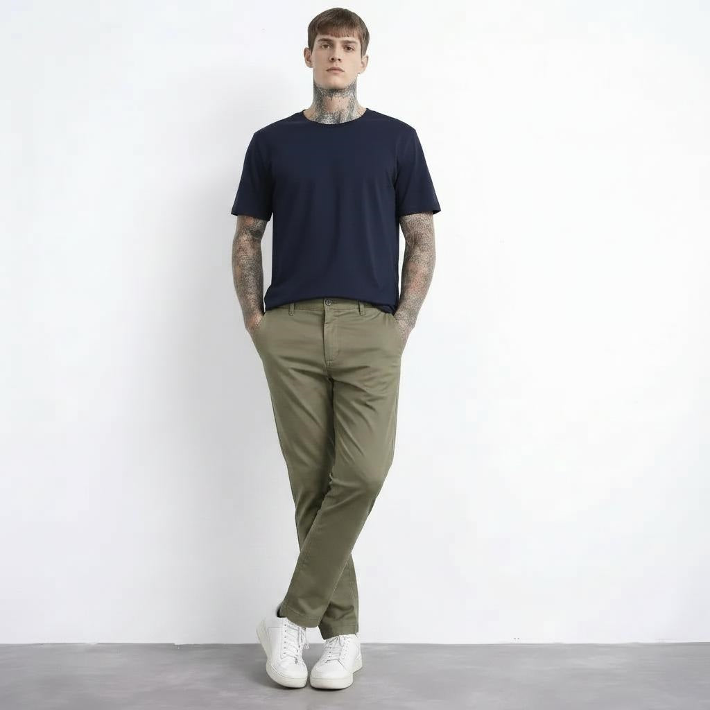 Men Olive Chinos Trousers