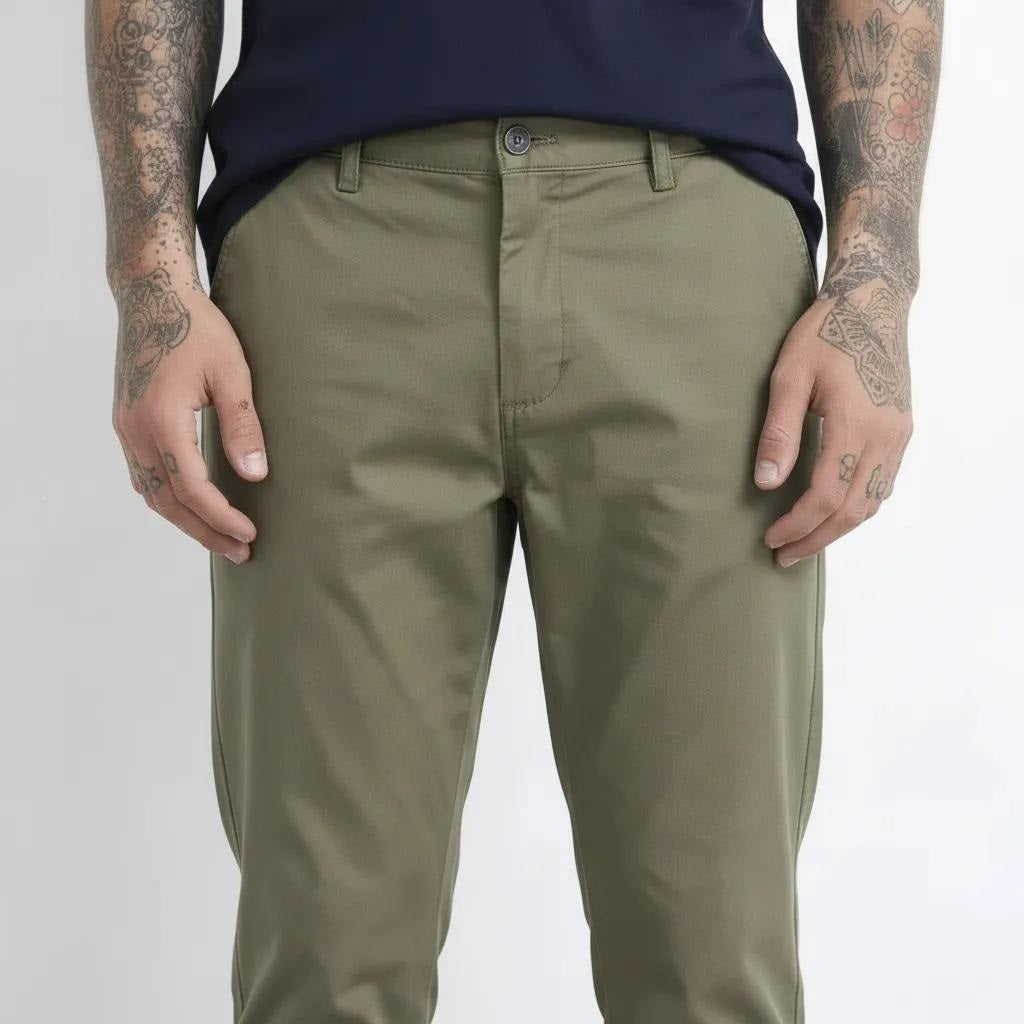 Men Olive Chinos Trousers