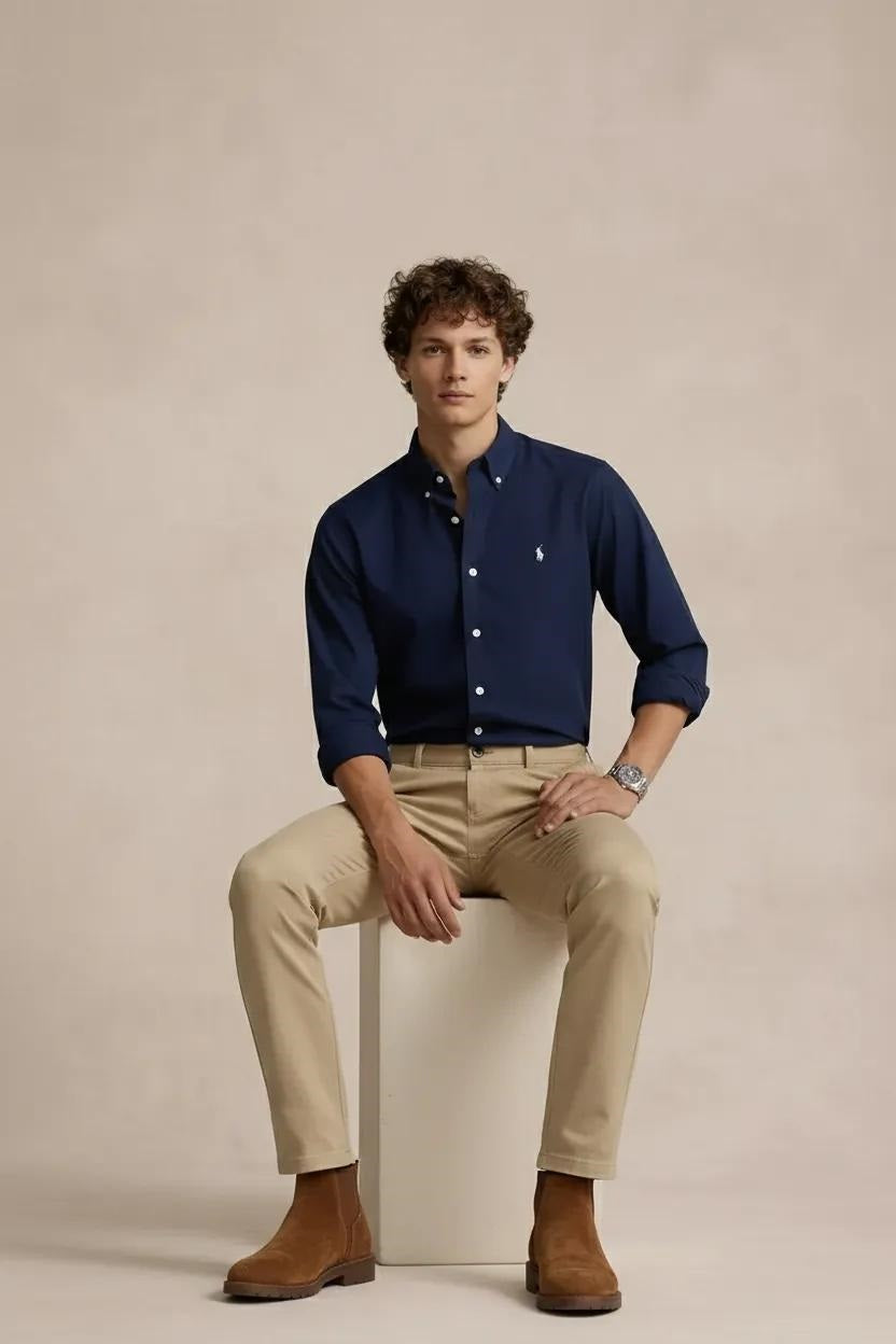 Men Beige Mid-Rise Chinos Trousers