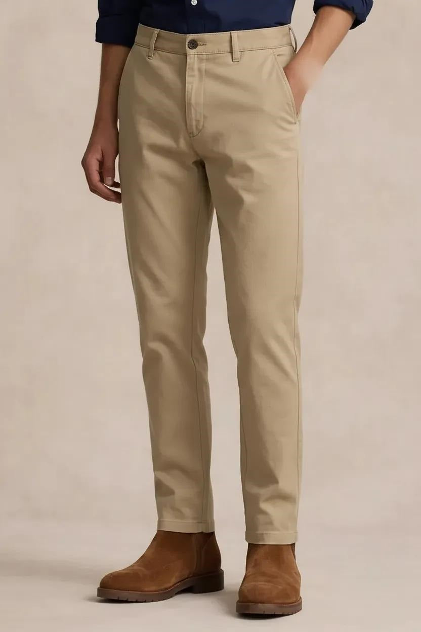 Men Beige Mid-Rise Chinos Trousers