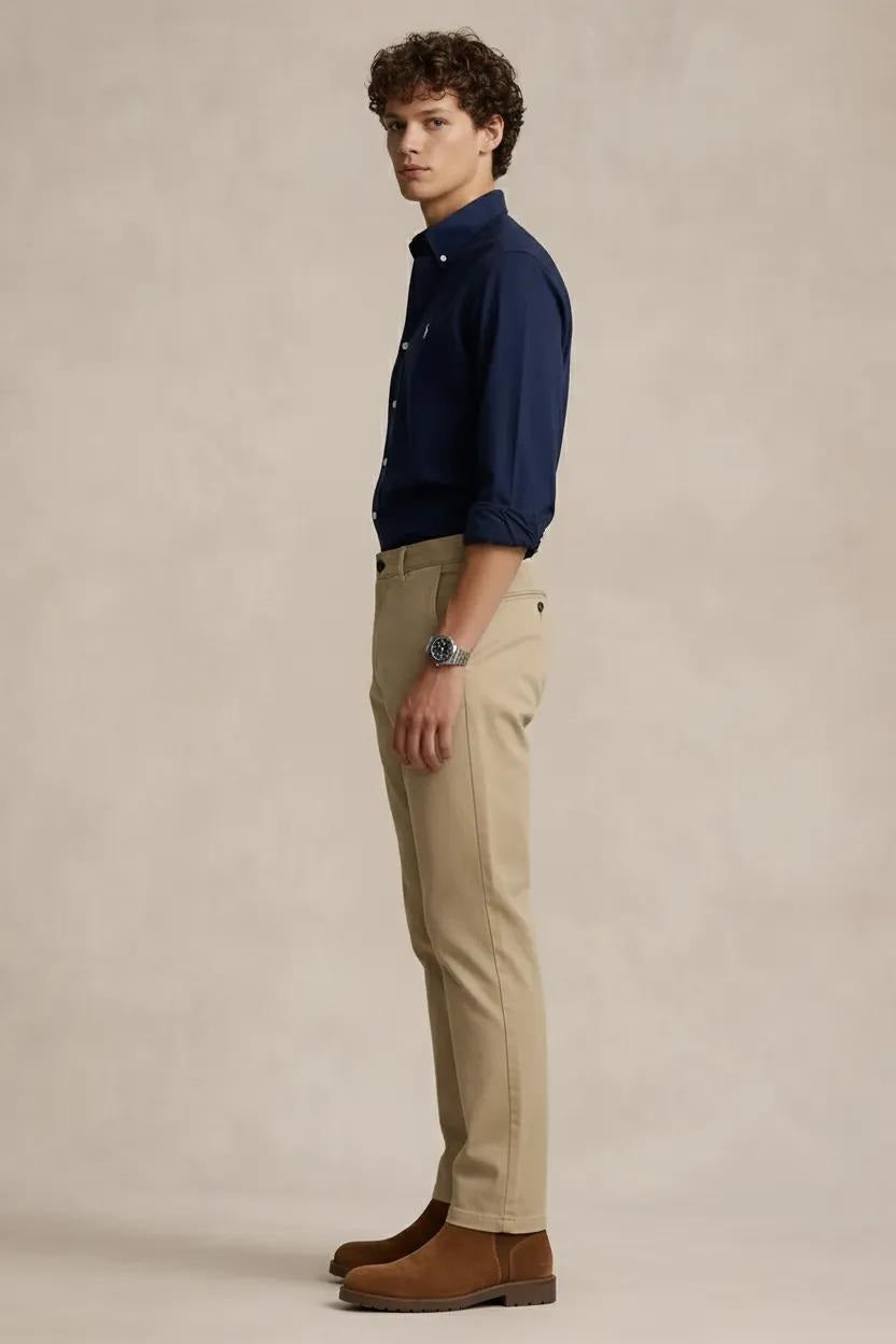Men Beige Mid-Rise Chinos Trousers