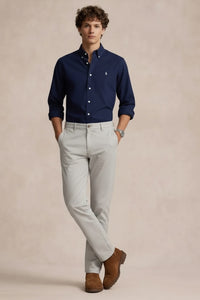 Men Light Grey Mid-Rise Chinos Trousers