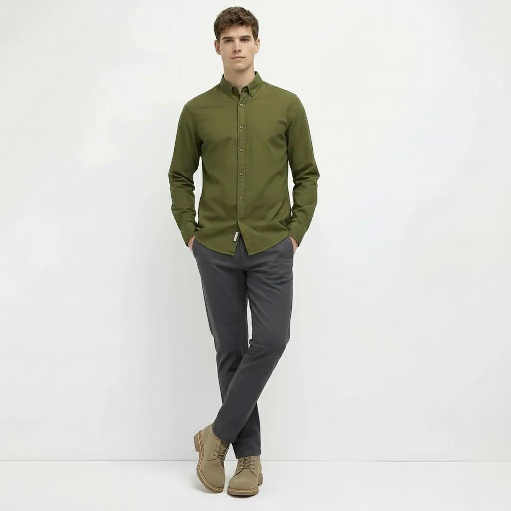 Men Navy Mid-Rise Chinos Trousers