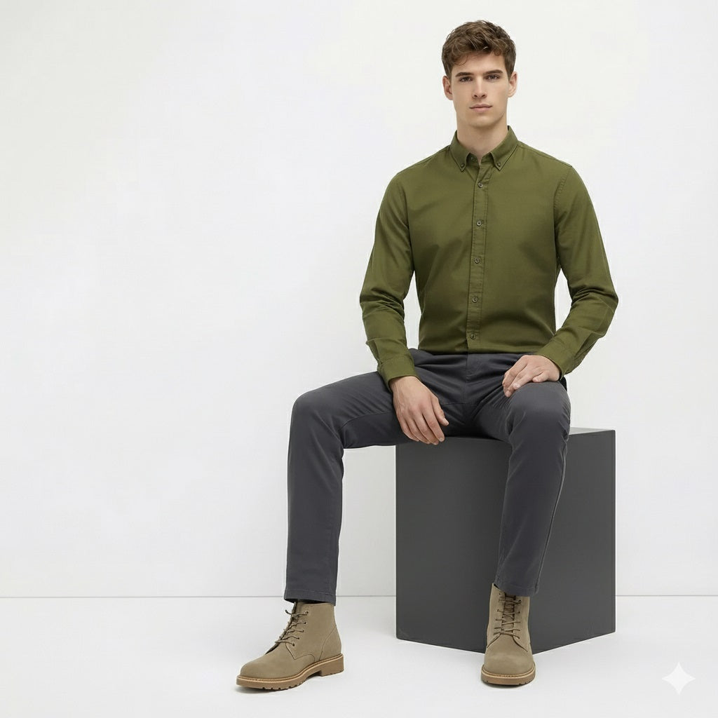 Men Navy Mid-Rise Chinos Trousers