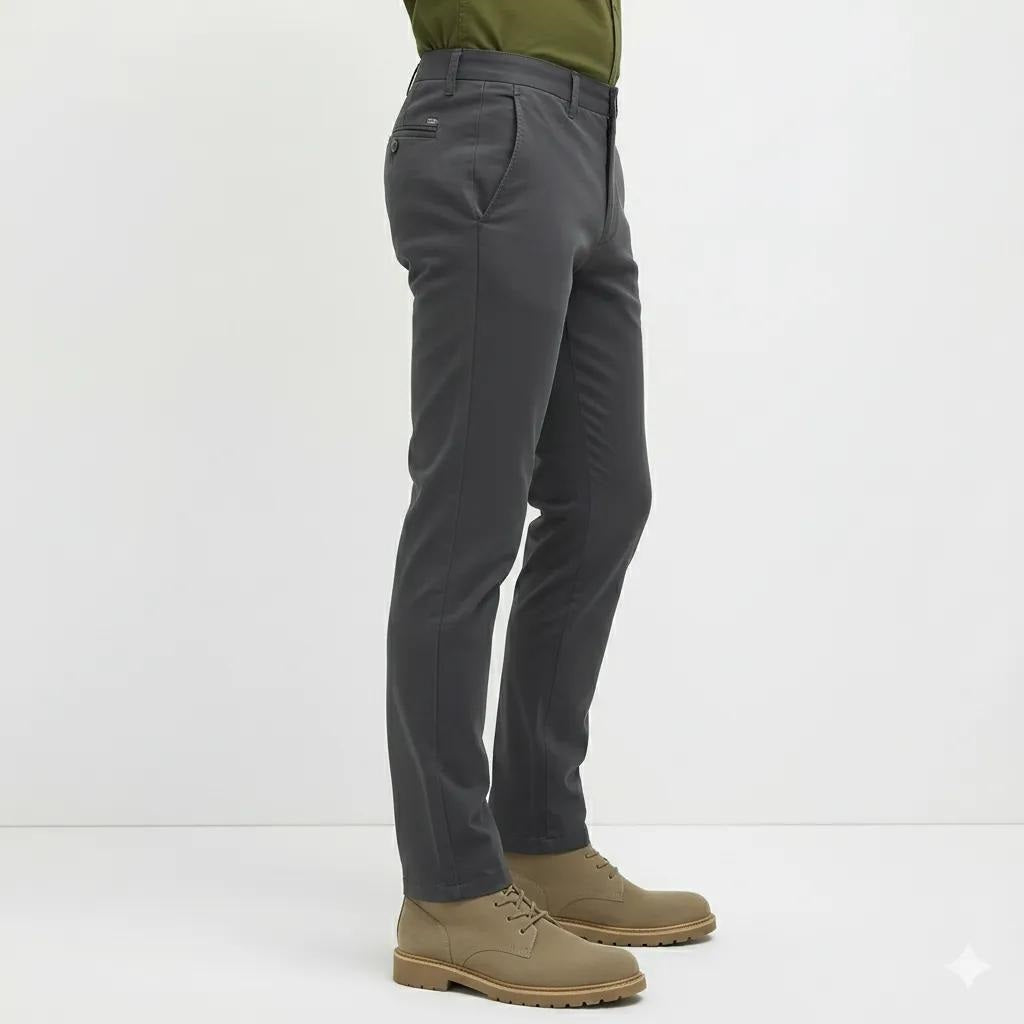Men Navy Mid-Rise Chinos Trousers