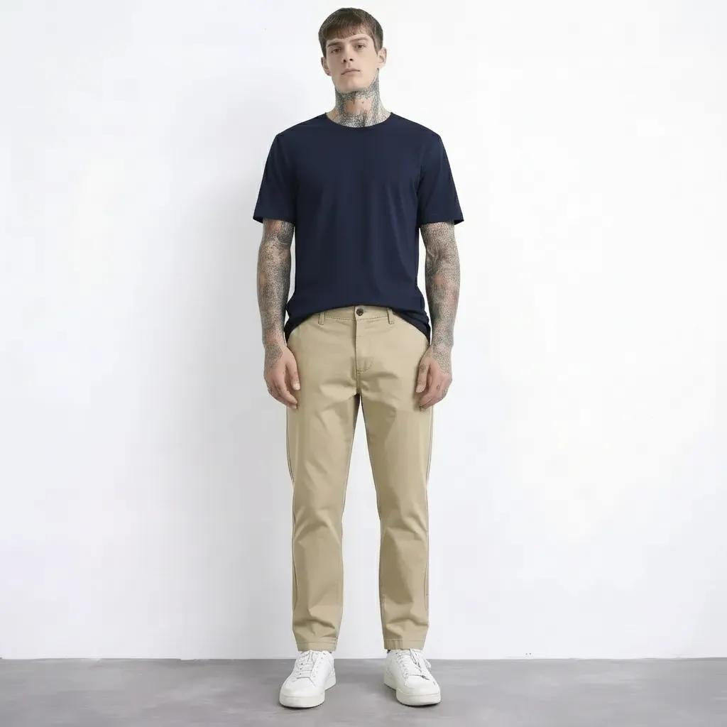 Octave Men Light Khaki Trousers