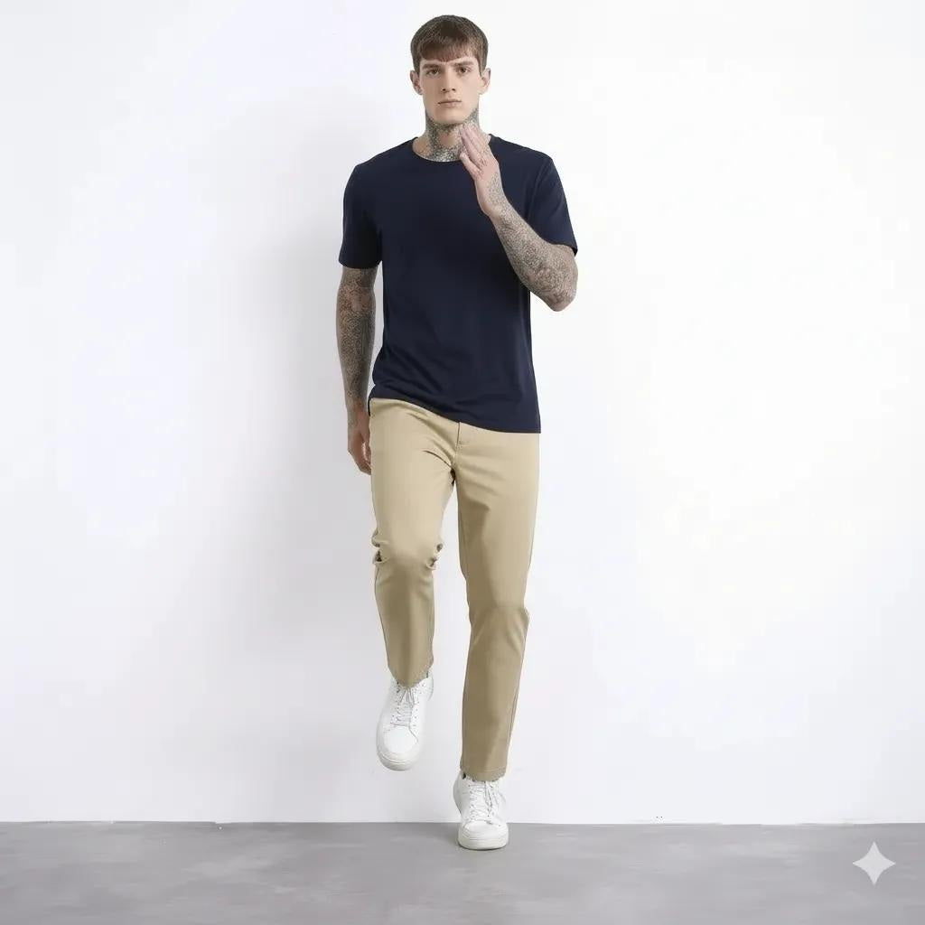 Octave Men Light Khaki Trousers
