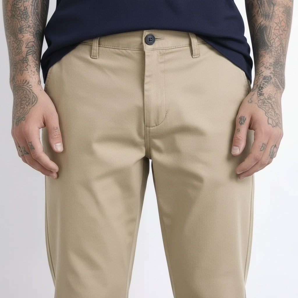 Octave Men Light Khaki Trousers