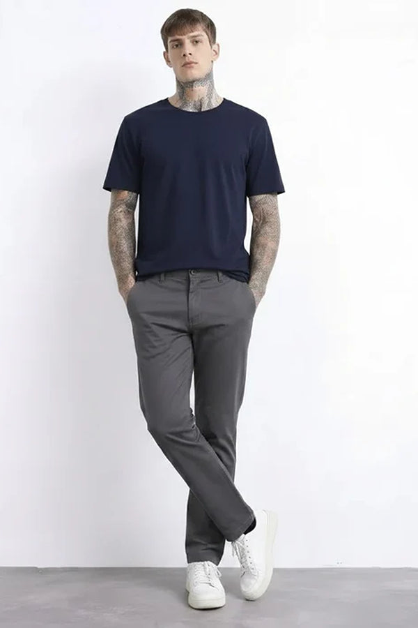 Men Cotton Mid-Rise Chinos Trousers