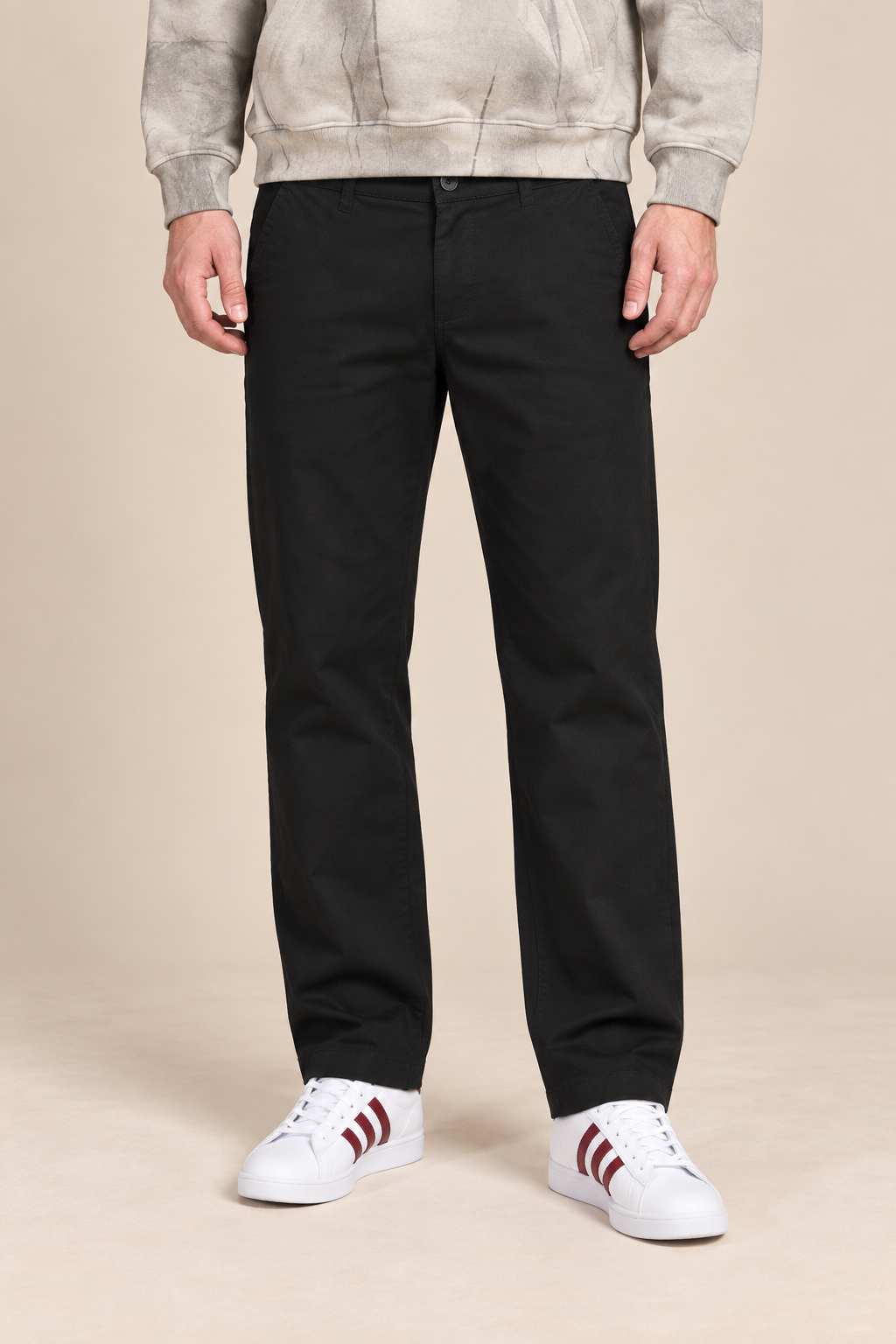 Men’s Dobby Black Straight Fit Trouser | Smart Casual & Everyday Wear