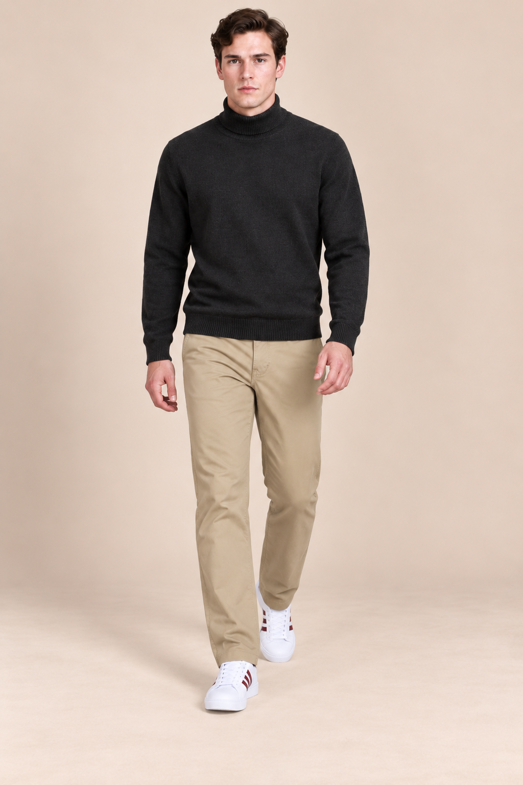 Men’s Dobby Khaki Straight Fit Trouser | Smart Casual & Everyday Wear