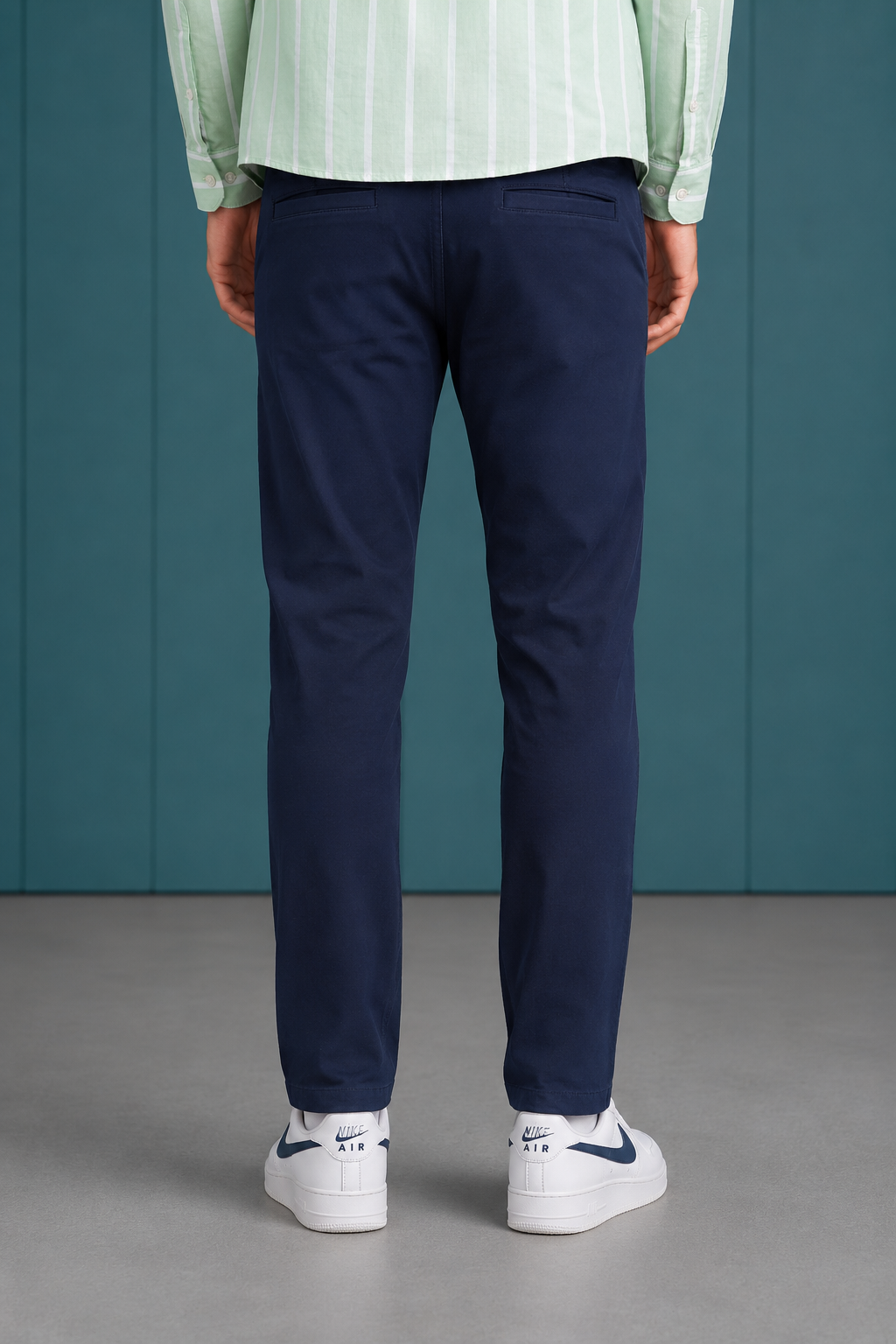 Men’s Navy Woven Regular Fit Trouser | Solid Formal Casual Full-Length Pants