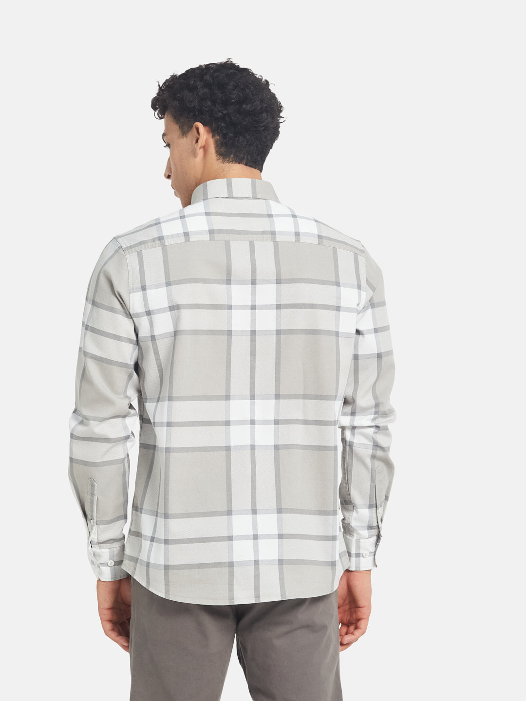 METTLE Checked Long Sleeves Spread Collar Cotton Opaque Regular Fit Casual Shirt